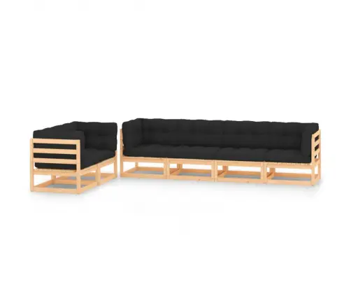 6-Daļīgs Dārza Atpūtas Mēbeļu Komplekts Ar Pelēkiem Matračiem Vidaxl