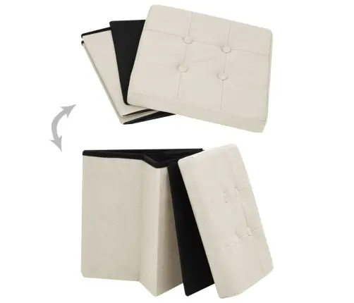 Soliņš Ar Kasti, Salokāms, Balts, Mākslīgais Lins Vidaxl