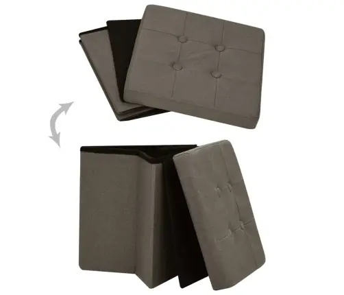 Sulankstoma Taburetė-Daiktadėžė, Rudos Spalvos, Dirbtinis Linas