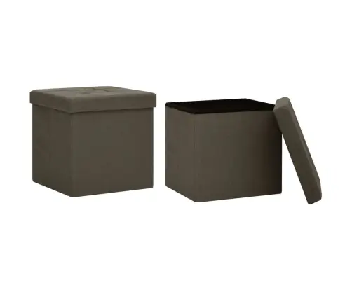 Taburetės-Daiktadėžės, 2Vnt., Tamsiai Rudos, Dirbtinis Linas