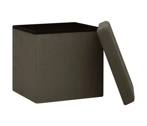 Taburetės-Daiktadėžės, 2Vnt., Tamsiai Rudos, Dirbtinis Linas