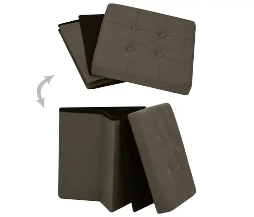 Taburetės-Daiktadėžės, 2Vnt., Tamsiai Rudos, Dirbtinis Linas