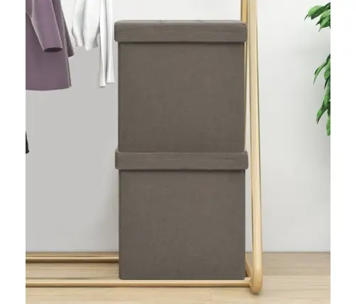 Soliņi Ar Kasti, 2 Gab., Salokāmi, Pelēkbrūni, Mākslīgais Lins Vidaxl