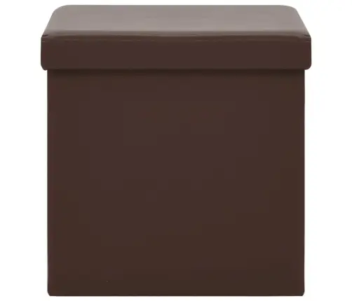 Sulankstomos Taburetės-Daiktadėžės, 2Vnt., Rudos Spalvos, Pvc