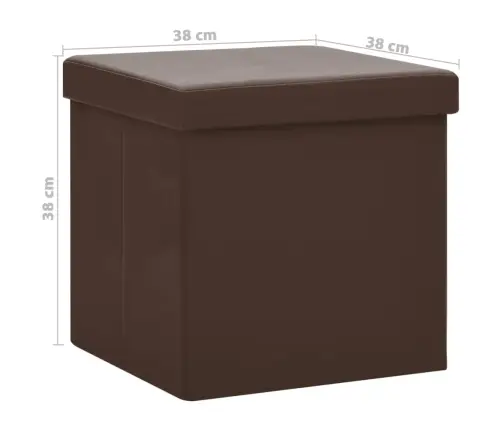 Sulankstomos Taburetės-Daiktadėžės, 2Vnt., Rudos Spalvos, Pvc