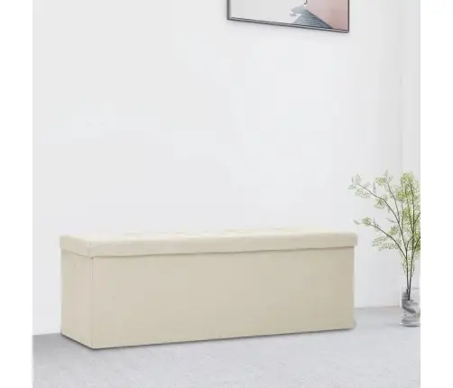 Sulankstomas Suoliukas-Daiktadėžė, Kreminis, Dirbtinis Linas