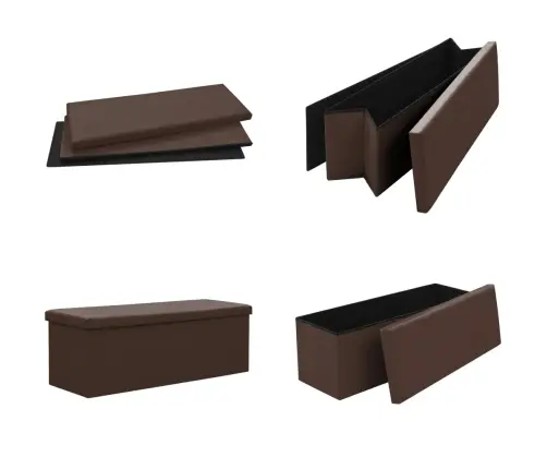 Sulankstomas Suoliukas-Daiktadėžė, Rudas, Pvc