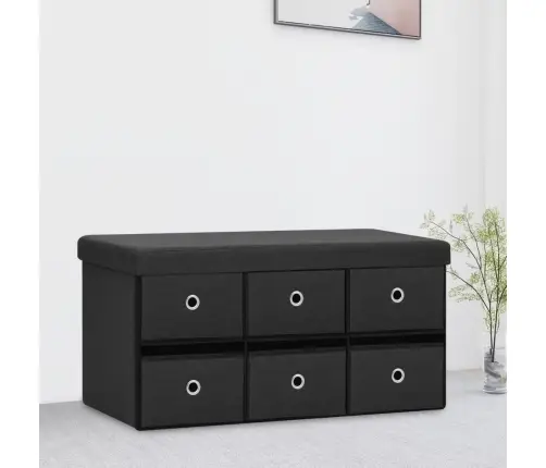 Suoliukas-Daiktadėžė, Juodas, 76X38X38cm Dirbtinis Linas