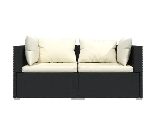 3-Daļīgs Dārza Mēbeļu Komplekts, Matrači, Melna Pe Rotangpalma Vidaxl