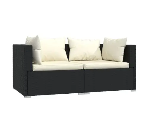 3-Daļīgs Dārza Mēbeļu Komplekts, Matrači, Melna Pe Rotangpalma Vidaxl