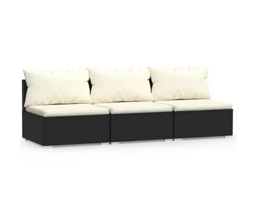 Kolmekohaline Diivan Patjadega, Must, Polürotang