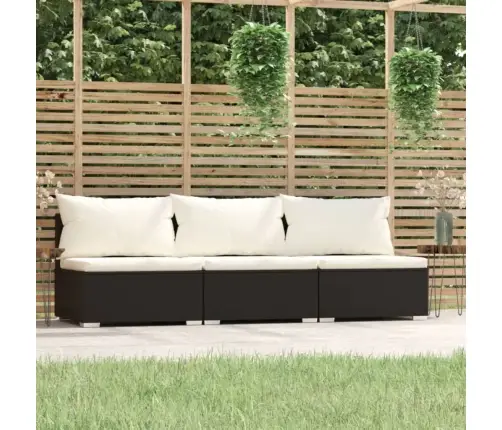 Kolmekohaline Diivan Patjadega, Must, Polürotang