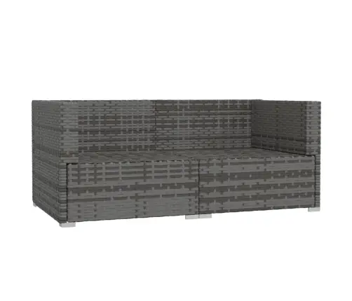 Divvietīgs Dārza Dīvāns Ar Matračiem, Pelēka Pe Rotangpalma Vidaxl