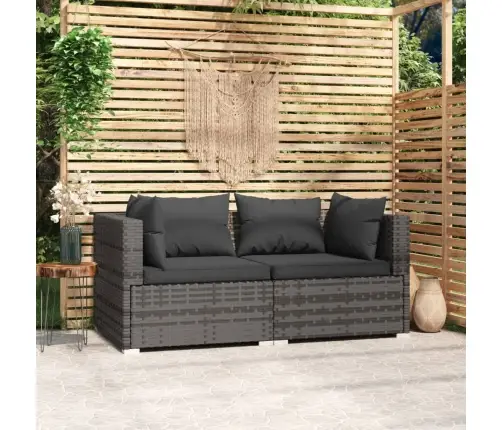 Divvietīgs Dārza Dīvāns Ar Matračiem, Pelēka Pe Rotangpalma Vidaxl