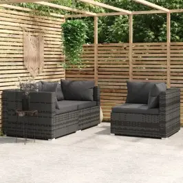 3-Daļīgs Dārza Atpūtas Mēbeļu Komplekts, Pelēka Pe Rotangpalma Vidaxl