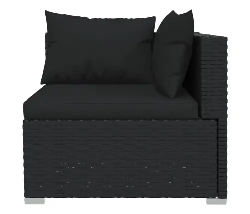 Trivietė Sofa Su Pagalvėlėmis, Juodos Spalvos, Poliratanas