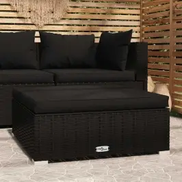Dārza Kāju Balsts Ar Matraci, 70X70X30 Cm, Melna Pe Rotangpalma Vidaxl