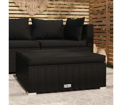 Dārza Kāju Balsts Ar Matraci, 70X70X30 Cm, Melna Pe Rotangpalma Vidaxl