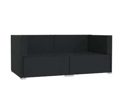 Dvivietė Sofa Su Pagalvėlėmis, Juodos Spalvos, Poliratanas