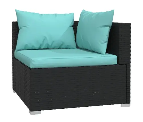 Dvivietė Sofa Su Pagalvėlėmis, Juodos Spalvos, Poliratanas