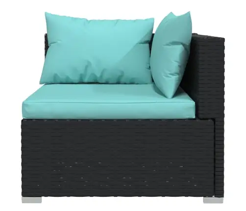 Dvivietė Sofa Su Pagalvėlėmis, Juodos Spalvos, Poliratanas