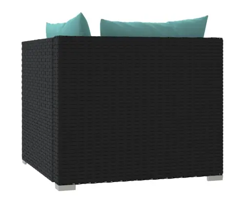 Dvivietė Sofa Su Pagalvėlėmis, Juodos Spalvos, Poliratanas