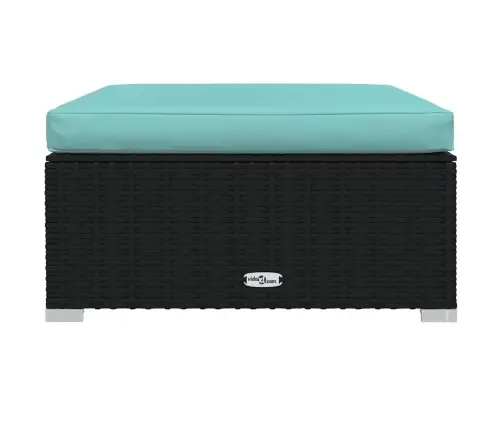 Dārza Kāju Balsts Ar Matraci, 70X70X30 Cm, Melna Pe Rotangpalma Vidaxl