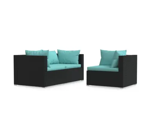 3-Daļīgs Dārza Atpūtas Mēbeļu Komplekts, Melna Pe Rotangpalma Vidaxl