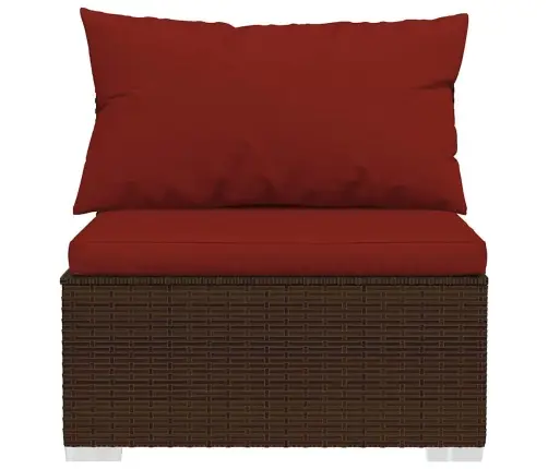 Vidējais Dārza Dīvāns Ar Spilveniem, Brūna Pe Rotangpalma Vidaxl