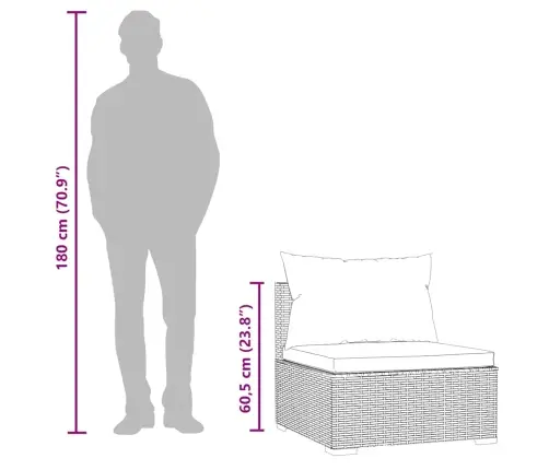 Vidējais Dārza Dīvāns Ar Spilveniem, Brūna Pe Rotangpalma Vidaxl
