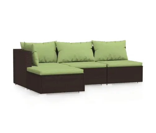 Sodo Komplektas Su Pagalvėlėmis, 4 Dalių, Rudas, Poliratanas