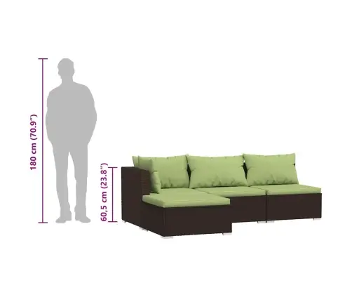 Sodo Komplektas Su Pagalvėlėmis, 4 Dalių, Rudas, Poliratanas