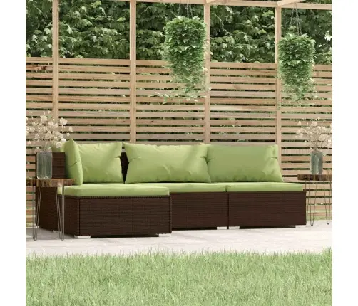 Sodo Komplektas Su Pagalvėlėmis, 4 Dalių, Rudas, Poliratanas