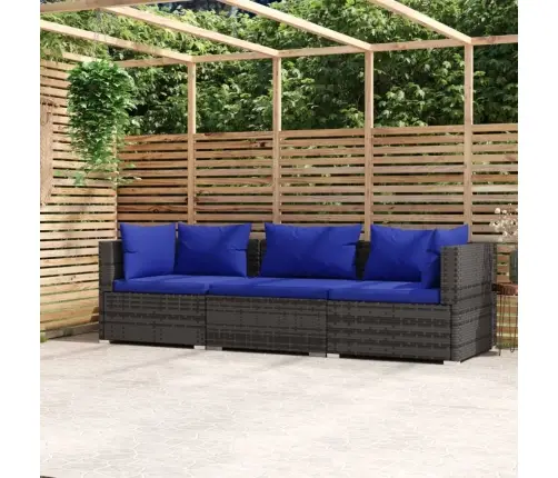 Trīsvietīgs Dīvāns Ar Matračiem, Pelēka Pe Rotangpalma Vidaxl