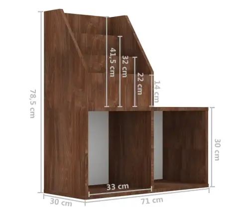 Bērnu Grāmatplaukts, Brūns, 71X30X78,5 Cm, Inženierijas Koks Vidaxl