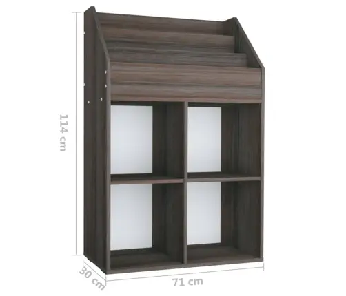 Vaikiška Lentyna Žurnalams, Pilka/Ąžuolo, 71X30X114cm Mediena