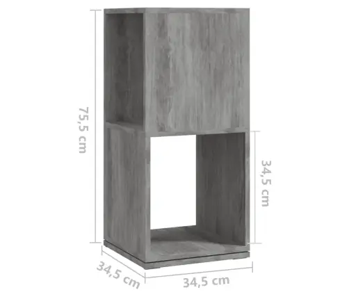 Pööratav Kapp, Betoonhall, 34,5X34,5X75,5 cm Tehispuit