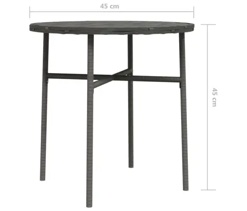 Tējas Galdiņš, Pelēks, 45 Cm, Pe Rotangpalma  Vidaxl