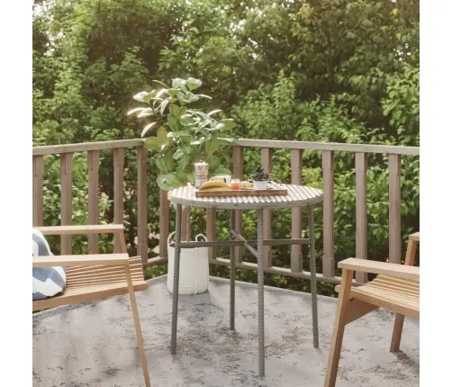 Tējas Galdiņš, Pelēks, 45 Cm, Pe Rotangpalma  Vidaxl