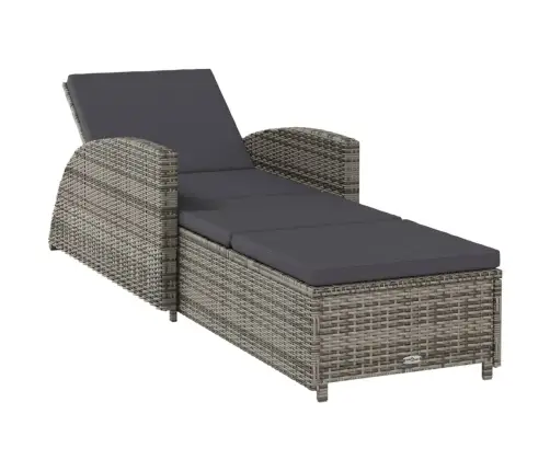 Sauļošanās Krēsls, Pelēks Matracis, Pe Rotangpalma Vidaxl