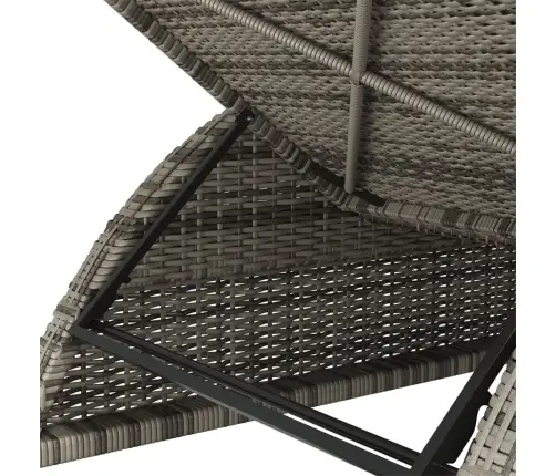 Sauļošanās Krēsls, Pelēks Matracis, Pe Rotangpalma Vidaxl