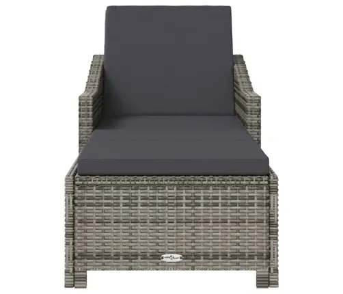 Saulės Gultas Su Tamsiai Pilku Čiužinuku, Pilkas, Poliratanas