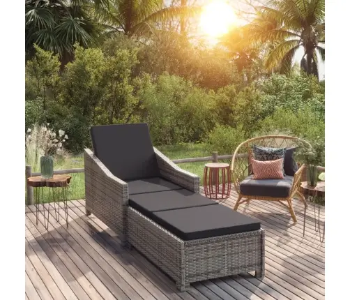 Saulės Gultas Su Tamsiai Pilku Čiužinuku, Pilkas, Poliratanas