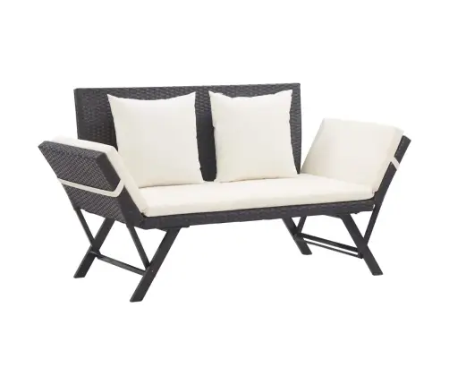 Dārza Sols Ar Matračiem, 176 Cm, Melns, Pe Rotangpalma Vidaxl