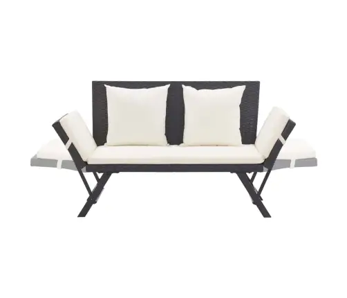 Dārza Sols Ar Matračiem, 176 Cm, Melns, Pe Rotangpalma Vidaxl