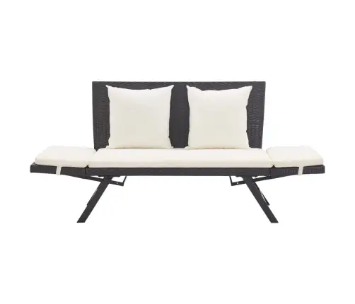 Dārza Sols Ar Matračiem, 176 Cm, Melns, Pe Rotangpalma Vidaxl