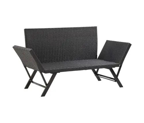 Dārza Sols Ar Matračiem, 176 Cm, Melns, Pe Rotangpalma Vidaxl