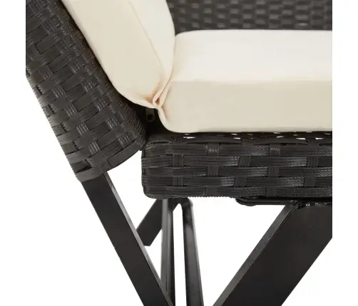 Dārza Sols Ar Matračiem, 176 Cm, Melns, Pe Rotangpalma Vidaxl