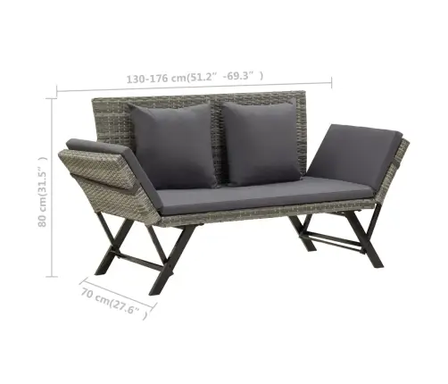 Dārza Sols Ar Matračiem, 176 Cm, Pelēka Pe Rotangpalma Vidaxl Dārza Sols Ar Matračiem, 176 Cm, Pelēka Pe Rotangpalma Vidaxl