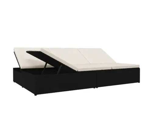 Nolaižama Sauļošanās Gulta Ar Matračiem, Melna Pe Rotangpalma Vidaxl